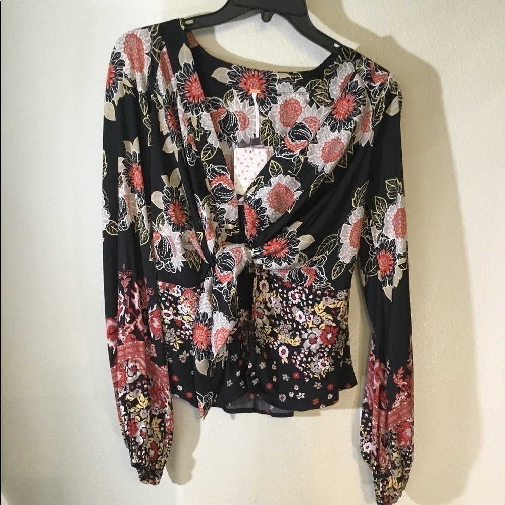 Nwt RUN FREE PEOPLE COAL COMBO BLOUSE